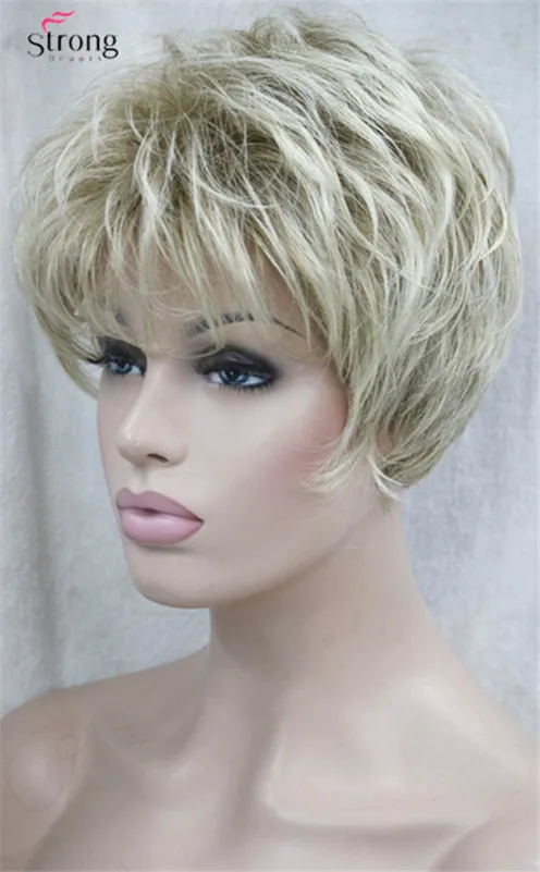 StrongBeauty короткий слоистый Серый Серебряный парик с классической крышкой полный синтетический парик