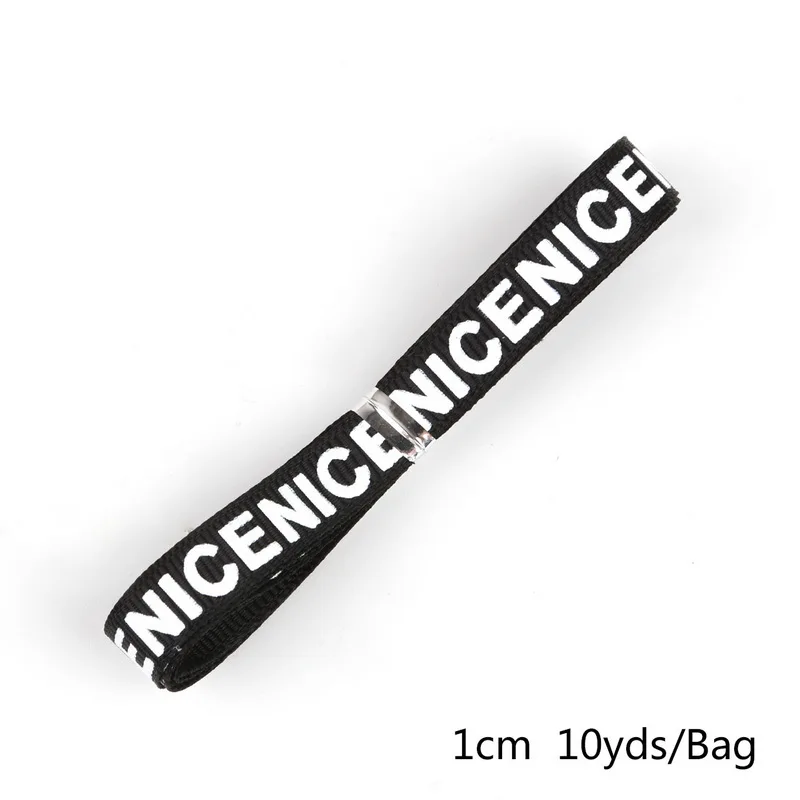 Black 10 ярдов/партия, лента с принтом "хороший", ширина 10 мм, одноцветная лента с буквенным принтом для лучших фриен, Рождественская подарочная упаковка - Цвет: Black