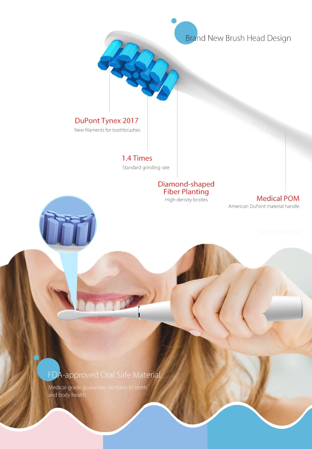 Новая XIAOMI MIJIA Oclean электрическая зубная щетка SE сменные головки 2 шт DuPont щетка ультразвуковая отбеливающая интеллектуальная Стоматологическая забота
