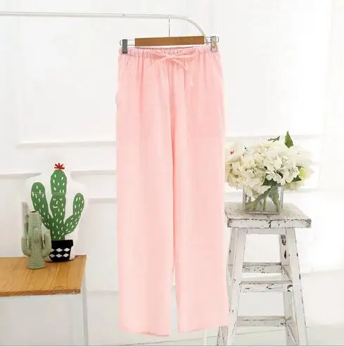 Pink plaid Fdfklak, женские пижамы для сна, штаны, хлопковые Пижамные штаны, весенне-летние Пижамные штаны, пижамы, длинные штаны, домашние брюки - Цвет: Pink plaid