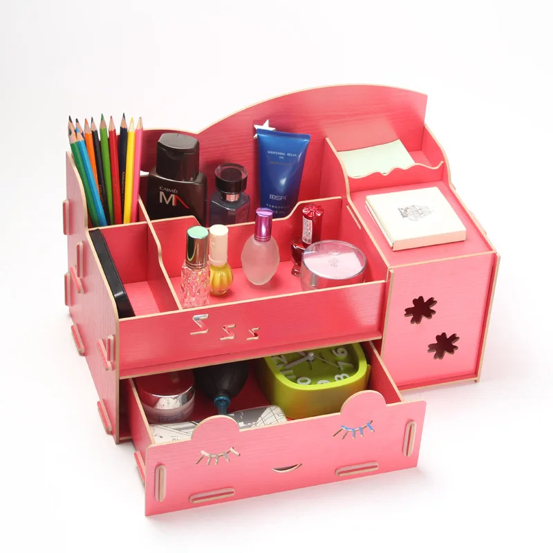 Органайзер для макияжа с 3 ящиками деревянная коробка хранения коробки салфеток