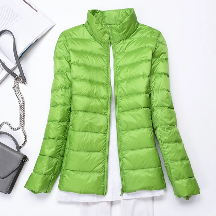 2 fruit green Новинка, зимний женский ультра-светильник, 90% утиный пух, с капюшоном, dwon, куртка с длинным рукавом, теплая, тонкая, Женская куртка, пальто, большие размеры - Цвет: 2 fruit green