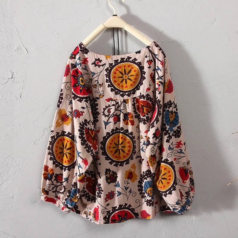 Женские топы рубашки винтажные Boho повседневные с принтом летние цветочные