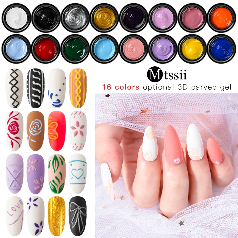 

Mtssii 3D Emboss Carving Painting Gel Paste Nail Polish Soak Off UV LED Gel Lacquer Varnish Esmalte Decarations 1/2/4/8/12pcs