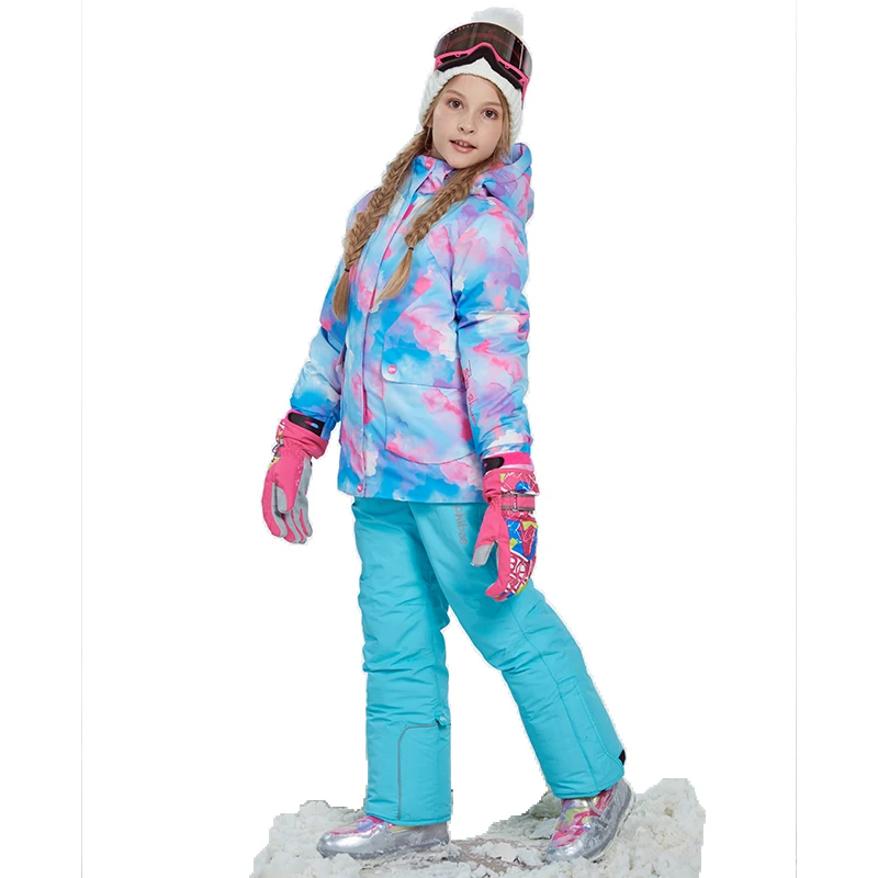 2019 Winter Ski Suit for Girls 2pcs Sets Windproof Jacket and Pant Outdoor Children Clothing Set Kids Teenage Snow Sets Warm