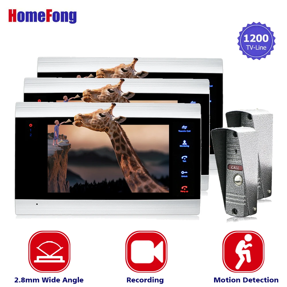 Ysecu кольцо видео дверной звонок Домофон Камера телефон двери 3 монитора 2 наружные