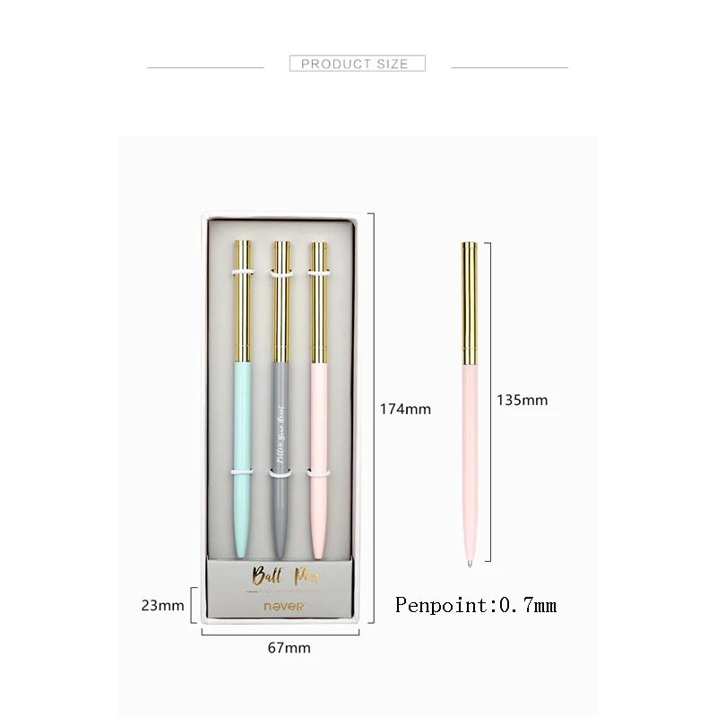 

Never Pink Series Metal Ball Pen Gift Stationery Set 0.7mm Black Ink Roller Pens Business Office Accessories School Supplies