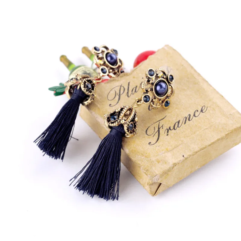 Крыло ЮК так старинные богемные серьги синий кристалл ручной работы хлопок