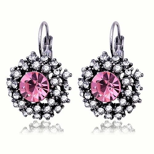 pink Модные ювелирные изделия, покрытые серебром, большие черные серьги с кристаллами Brinco, массивные красные Висячие серьги для женщин, женские Серьги Brincos - Окраска металла: pink