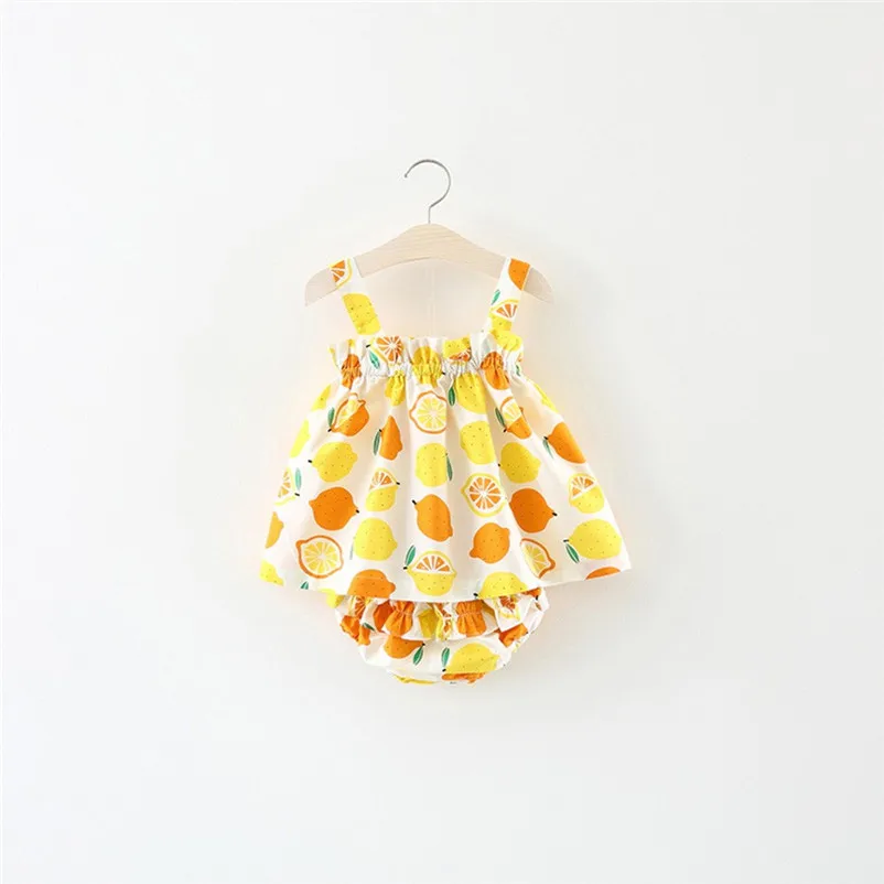 2018 новое летнее модное платье на бретельках с принтом лимона для новорожденных