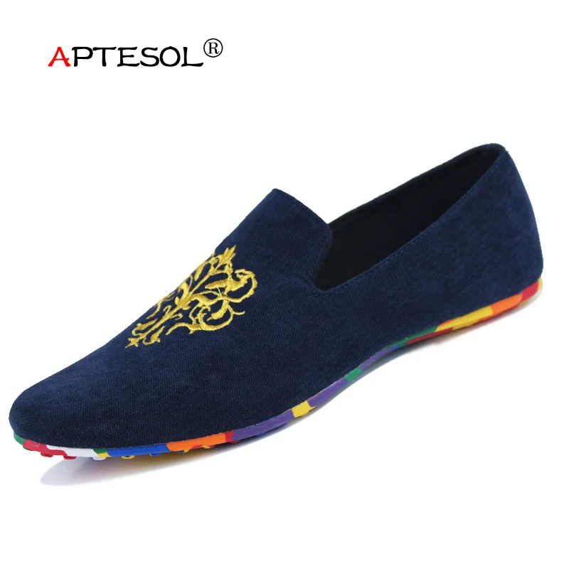 APTESOL Для Мужчин's Новый Стиль Мода Повседневная обувь мужчин вышивка технологии