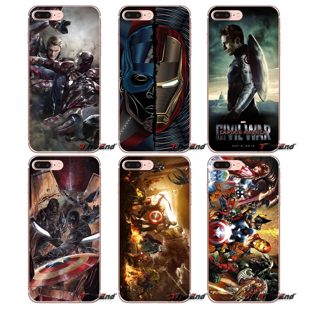 Силиконовый чехол Captain America Civil War для Samsung Galaxy S2 S3 S4 S5 MINI S6 S7 edge S8 S9 Plus Note 2 3 4 5 8 Coque