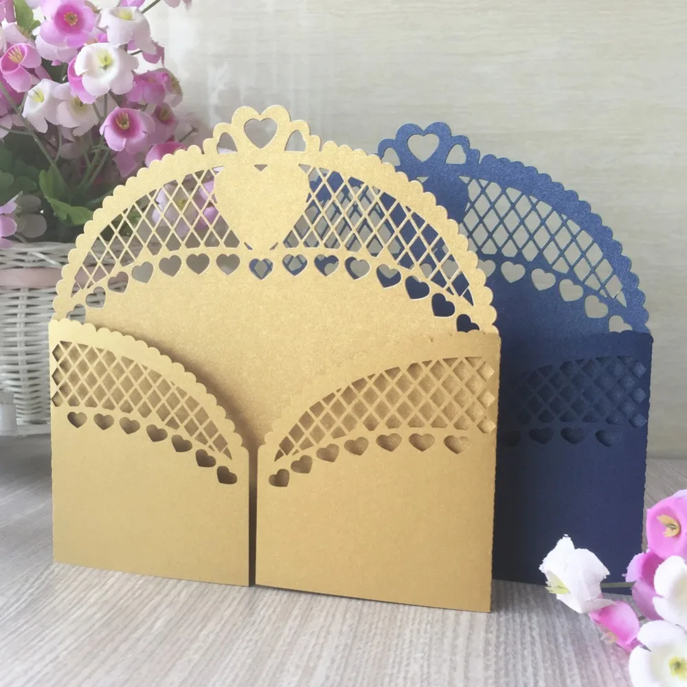 

20pcs/lot Wholesale Laser Cut European Style Wedding Invitations Cards Type Print Lace Invite With Marriage Ceremony