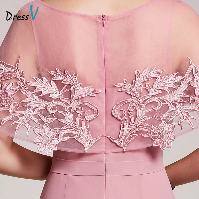Dressv Персиковое вечернее платье Недорогое Платье с овальным вырезом короткие