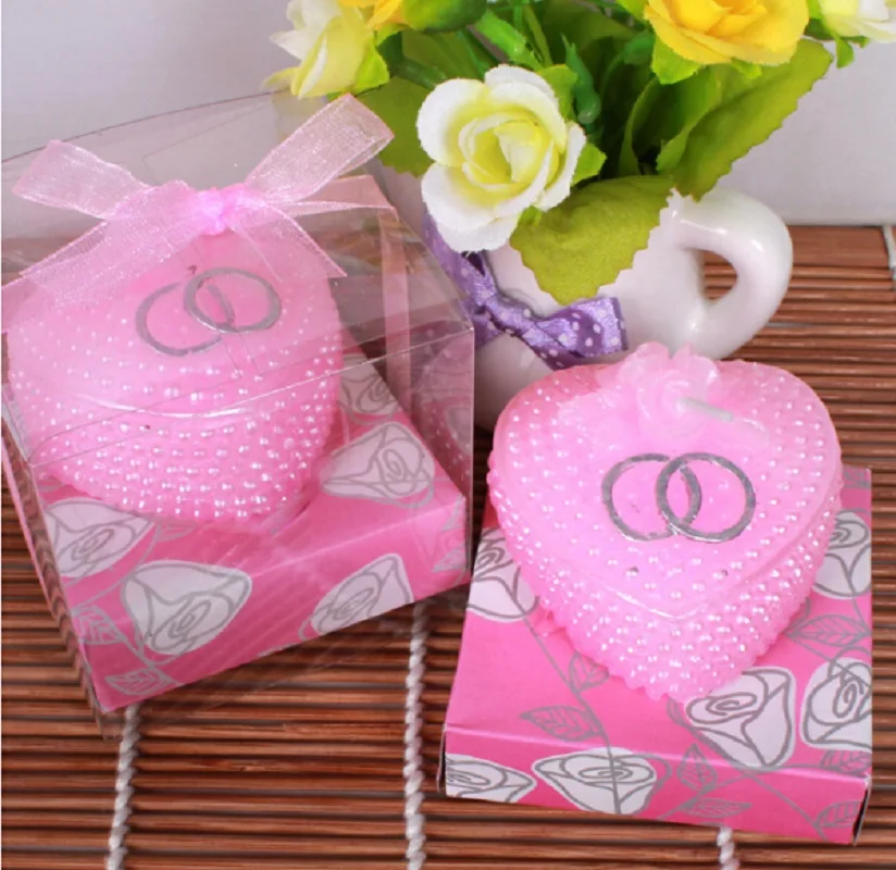 Свечи в форме сердца с красным/розовым жемчугом 10 шт.|heart rose|gift favorgift gifts |