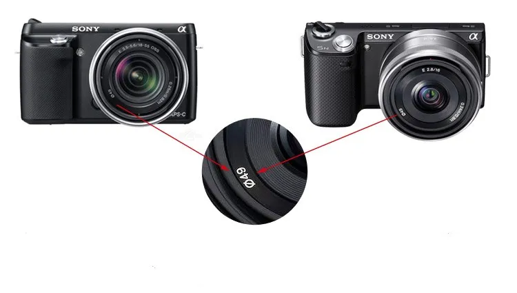 Камера аксессуары для sony сменный цифровой фотоаппарат со съемным объективом беззеркальных NEX5N/5C/C3/F3/NEX7 16F28 фирменнй переходник для объектива Canon 18-55 тонкий УФ-фильтр 49 мм светозащитная бленда объектива