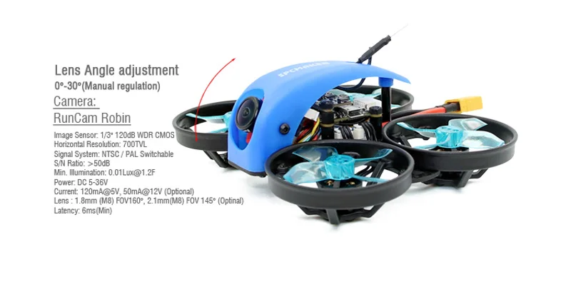 1 шт. SPCMAKER Mini Whale FPV гоночный Радиоуправляемый Дрон ультра светильник маленький 78 мм 1080P карта Запись 2-S RunCam ROBIN камера парящая