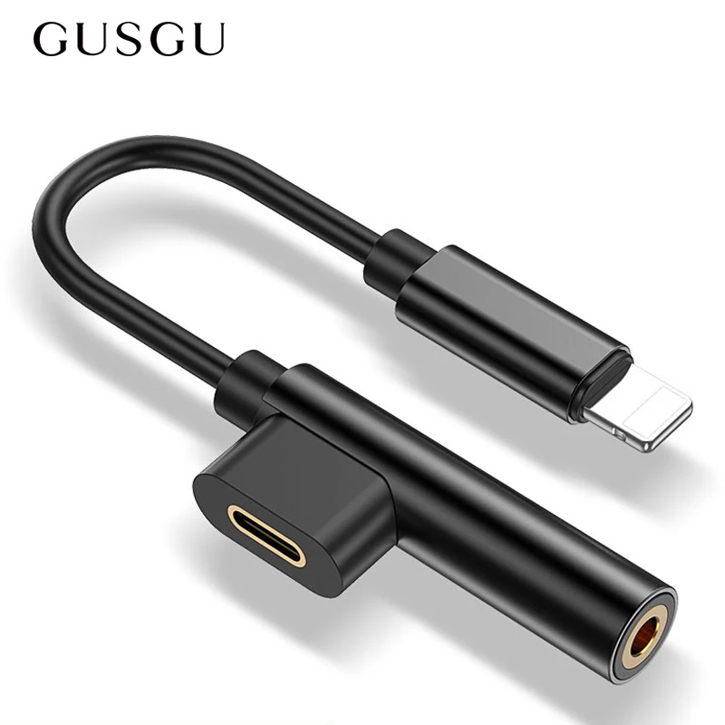Аудио адаптер GUSGU 2 в 1 для iPhone 8 7 Plus XS XR разветвитель зарядного устройства с
