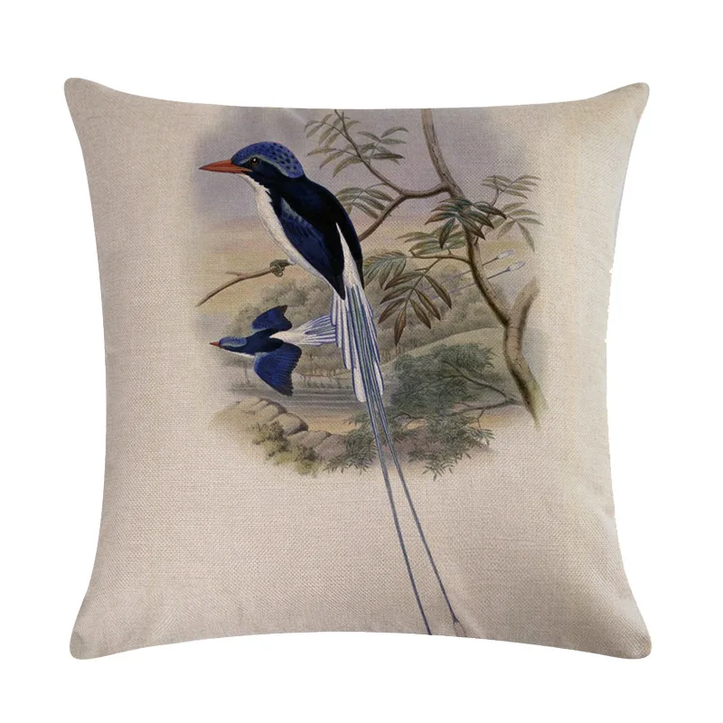 Наволочка для подушки с птицами из хлопка и льна чехол дивана автомобиля