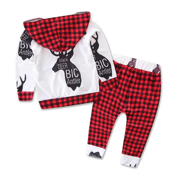 Модный Рождественский сезон 2016 комплект из Толстовки и брюк в клетку с узором