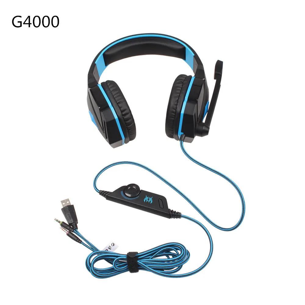 Kotion каждый G2000 Игровые наушники глубокий бас гарнитура с микрофоном светодиодный светильник для ПК компьютера PS4 xbox One Tablet Gamer