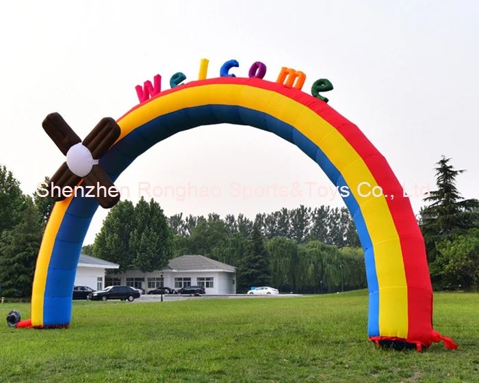 8 м(26 футов) надувная ветряная мельница радужные арки Archway для детей на день рождения с воздуходувкой