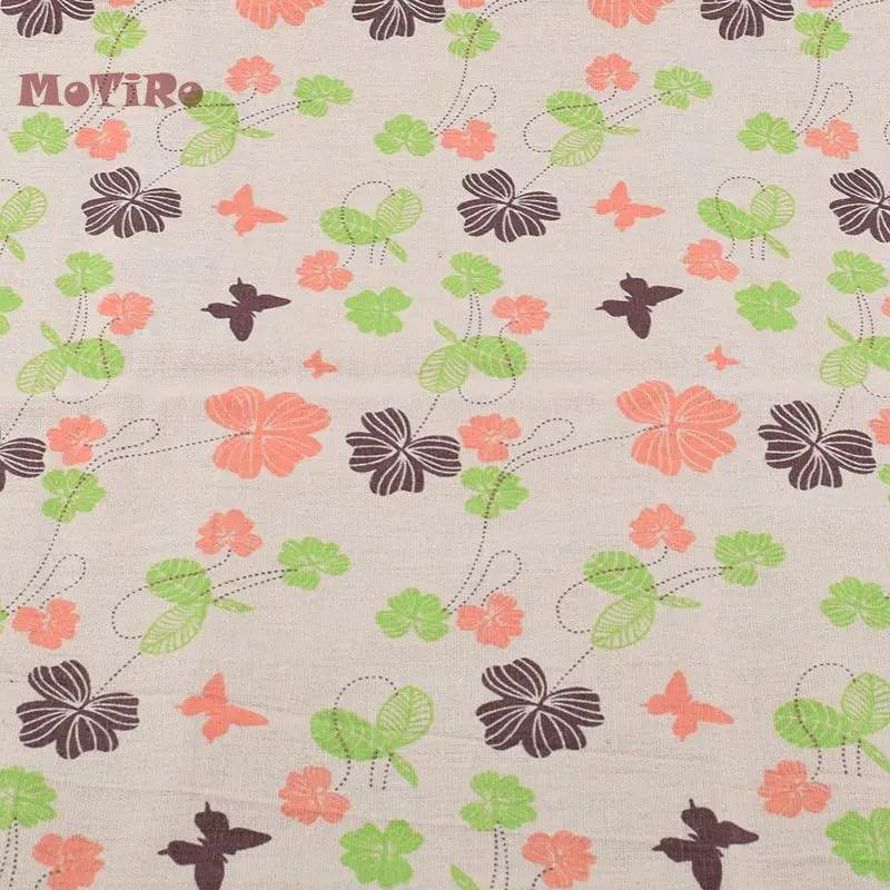 MoTiRo напечатанная хлопчатобумажная льняная ткань половинчатая оранжевая