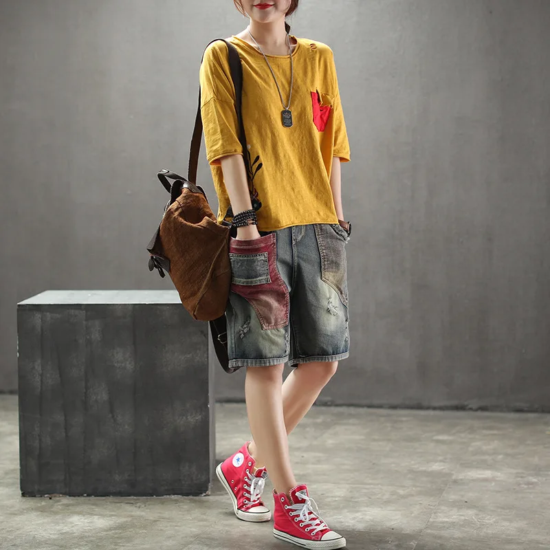 Весна Лето футболка Ретро женские свободные повседневные Пуловеры Новые топы с