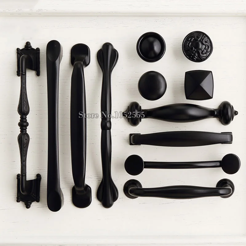 

High Quality 10PCS European Classic Black Kitchen Cabinet Door Handles Drawer Cupboard Wardrobe Furniture Pulls Handles & Knobs
