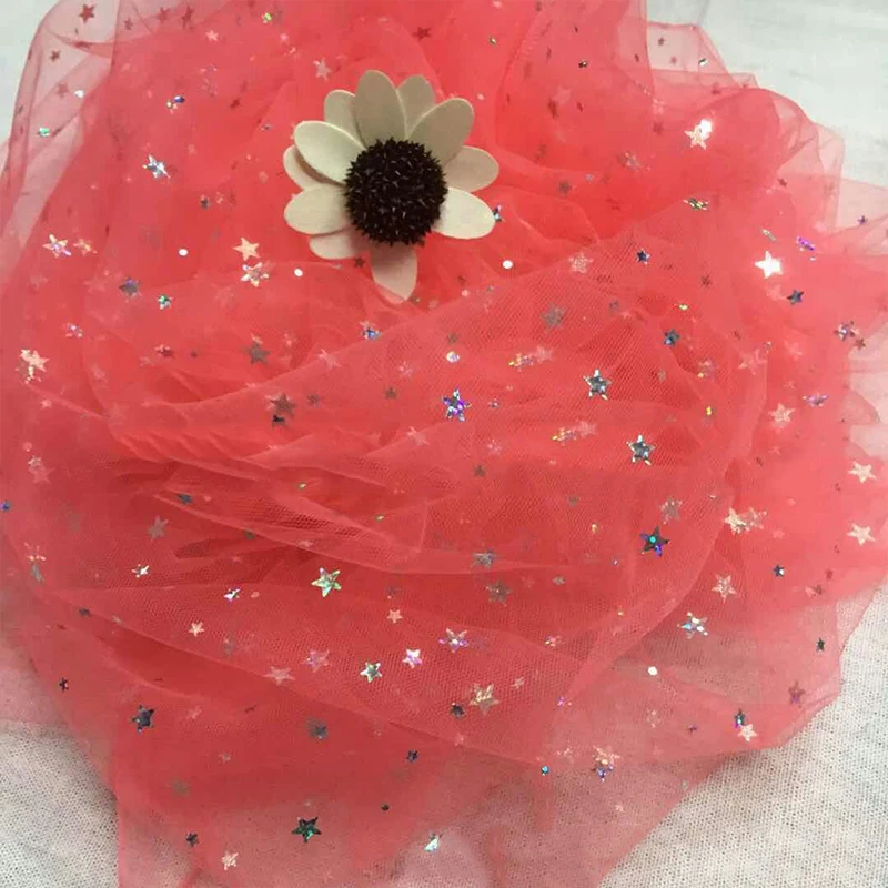150 см* 100 см/шт блестящая Звезда Сетка Тюль Ткань DIY Мантилья швейные принадлежности красивое свадебное платье одежда материал украшения