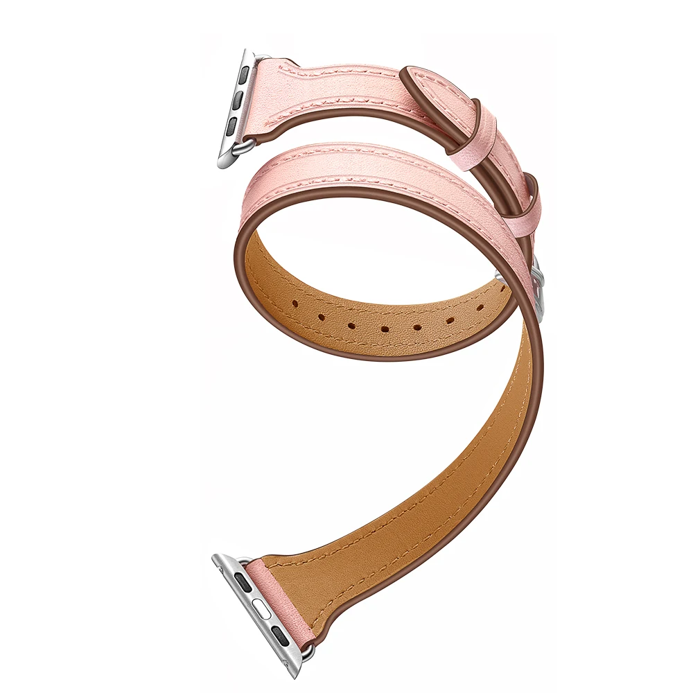 4 цвета элегантный 44 мм 40 мм двойной тур натуральная кожа ремешок для Apple Watch Series 4 3 2 1 Женский браслет кожаный ремешок
