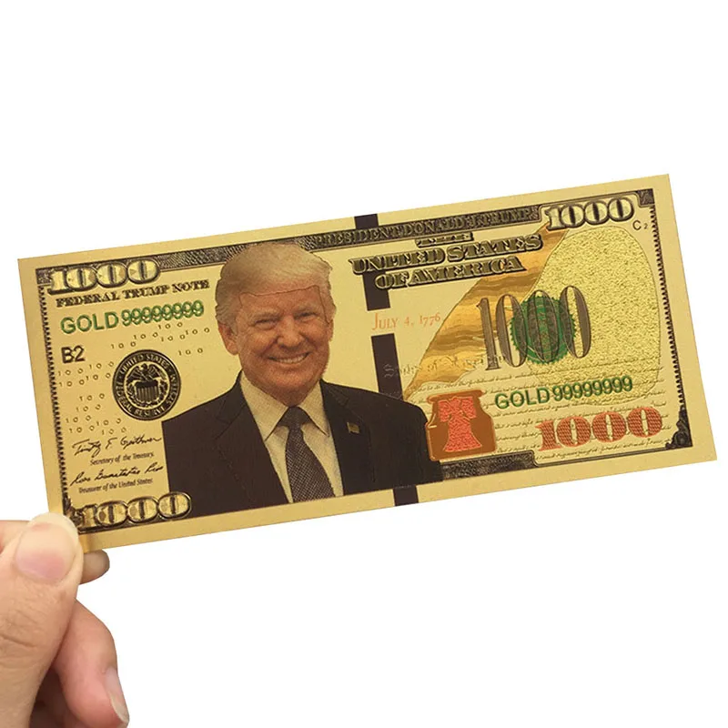Пластиковая памятная монета Трамп Золотая фольга банкнота Золотая фольга креативная памятная монета