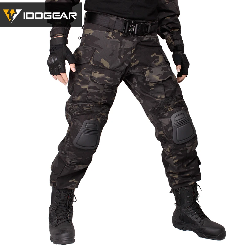 Multicam Black IDOGEAR G3 боевые брюки с наколенниками охотничьи камуфляжные брюки страйкбол тактические брюки Ghillie Мультикам черные CP gen3 - Цвет: Multicam Black