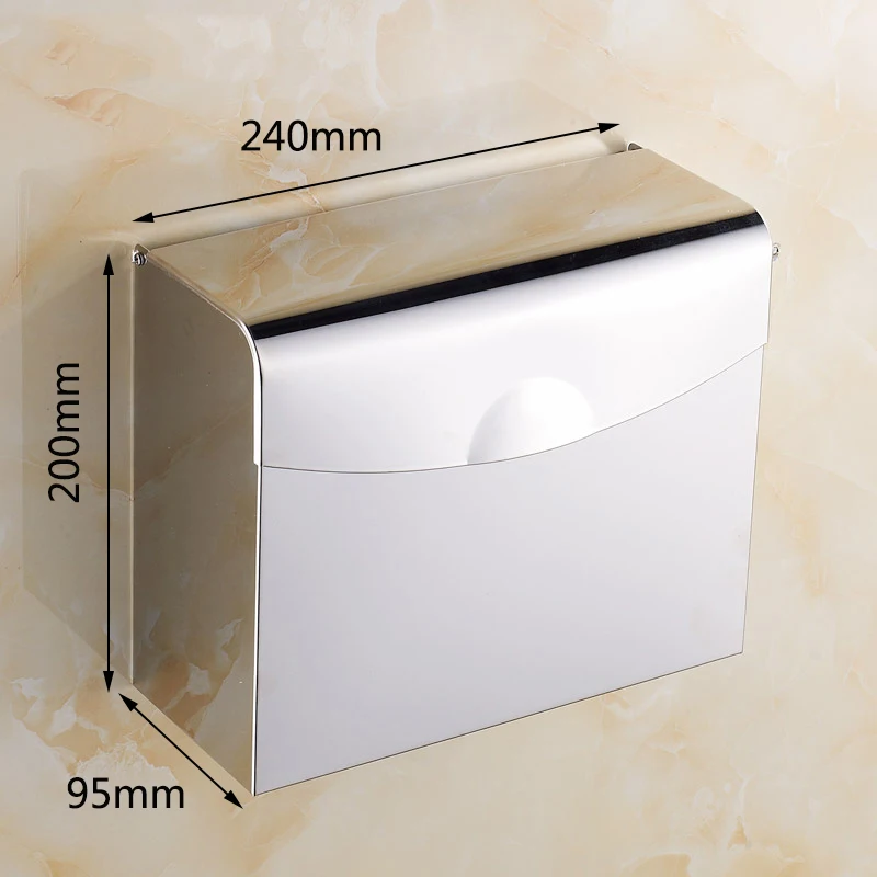 

Wall Mounted Stainless Steel Lavatory Chrome Paper Holder Tissue Box With Cover Waterproof Bathroom Accessories