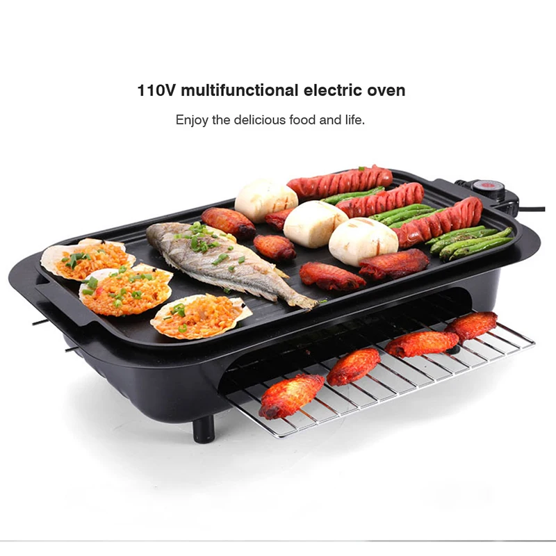 

110V Multi-function Electric Grill Griddles Indoor Barbecue Fish Plate Churrasqueira Electrica BBQ Equipment Rotisserie Parrilla