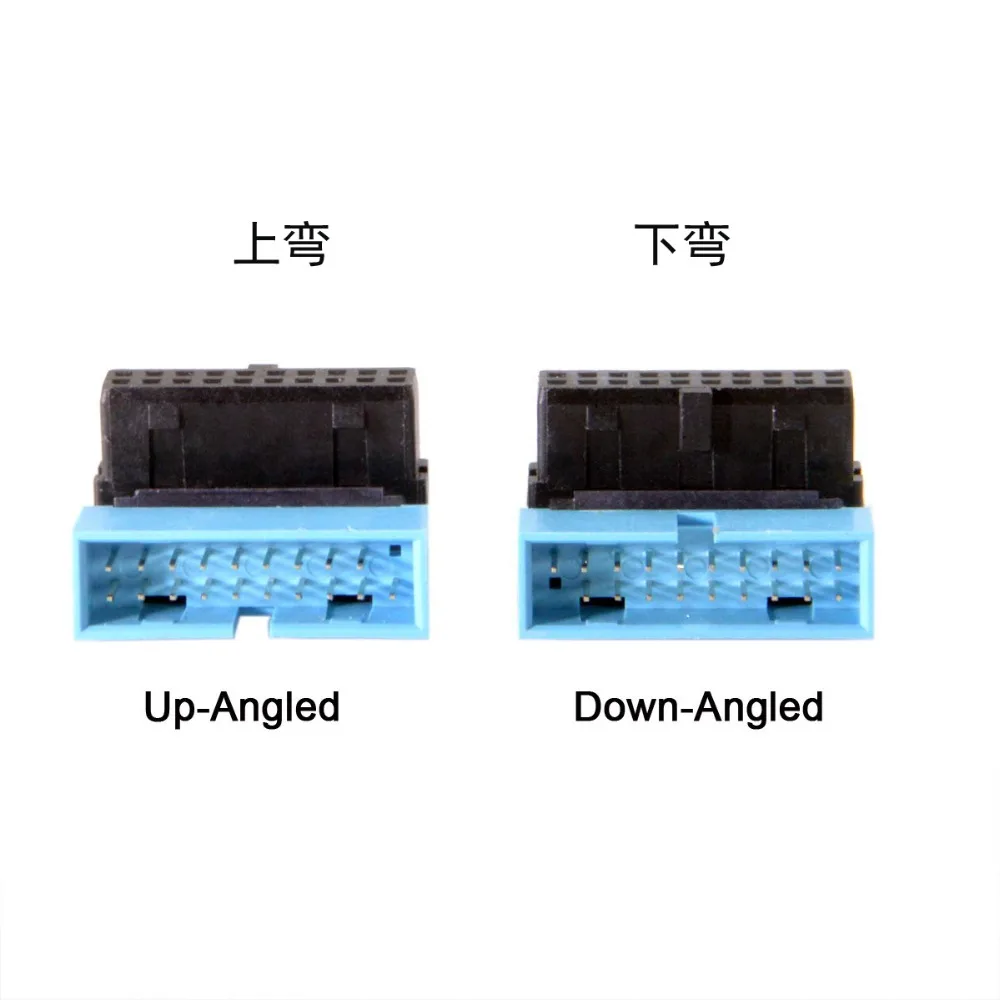 USB 3 0 20pin Штекерный к женскому Удлинительный адаптер вверх вниз Угловой 90 градусов