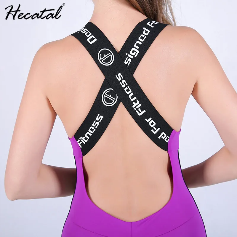 Hecatal, Женский комплект для йоги, цельная Спортивная одежда для фитнеса, женский сексуальный спортивный костюм на бретельках, спортивный костюм для женщин, одежда для йоги