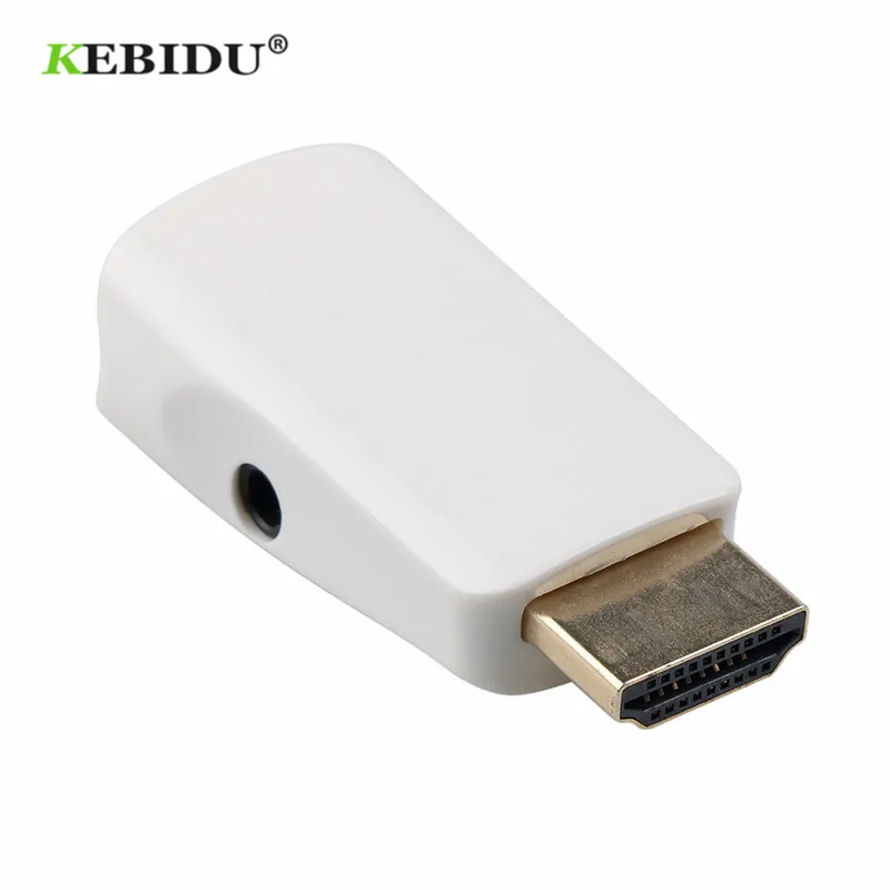 Kebidu 1080P адаптер Папа-мама конвертер Кабель HDMI-Совместимость с VGA поддержка HD для
