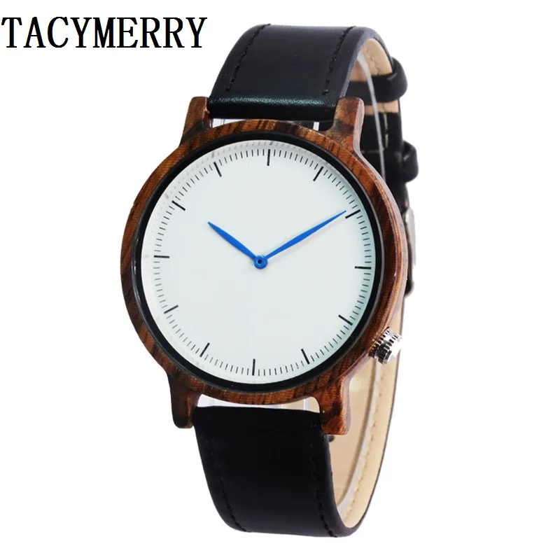 Factory wholesale Brown Wooden Wristwatch For Men's Fashion Gifts With Genuine Cowhide Leather Watchband Wood Watch lovers gifts luxury royal ebony wood watch mens fashion wooden women dress clocks male genuine leather valentine s day relojes
