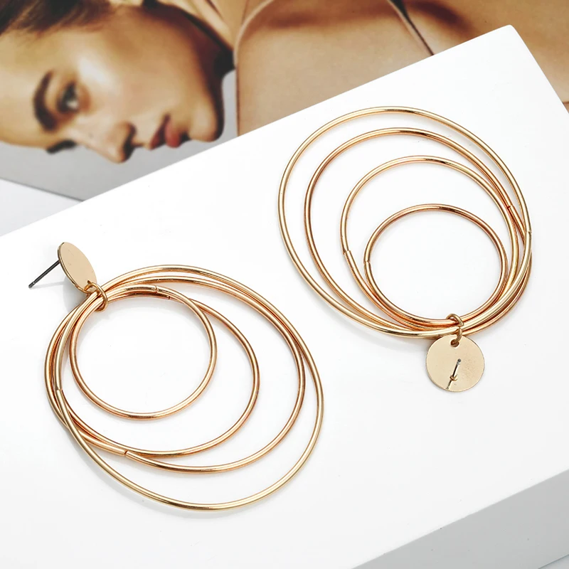 Женские серьги кольца золотого и серебряного цвета круглые в подарок другу