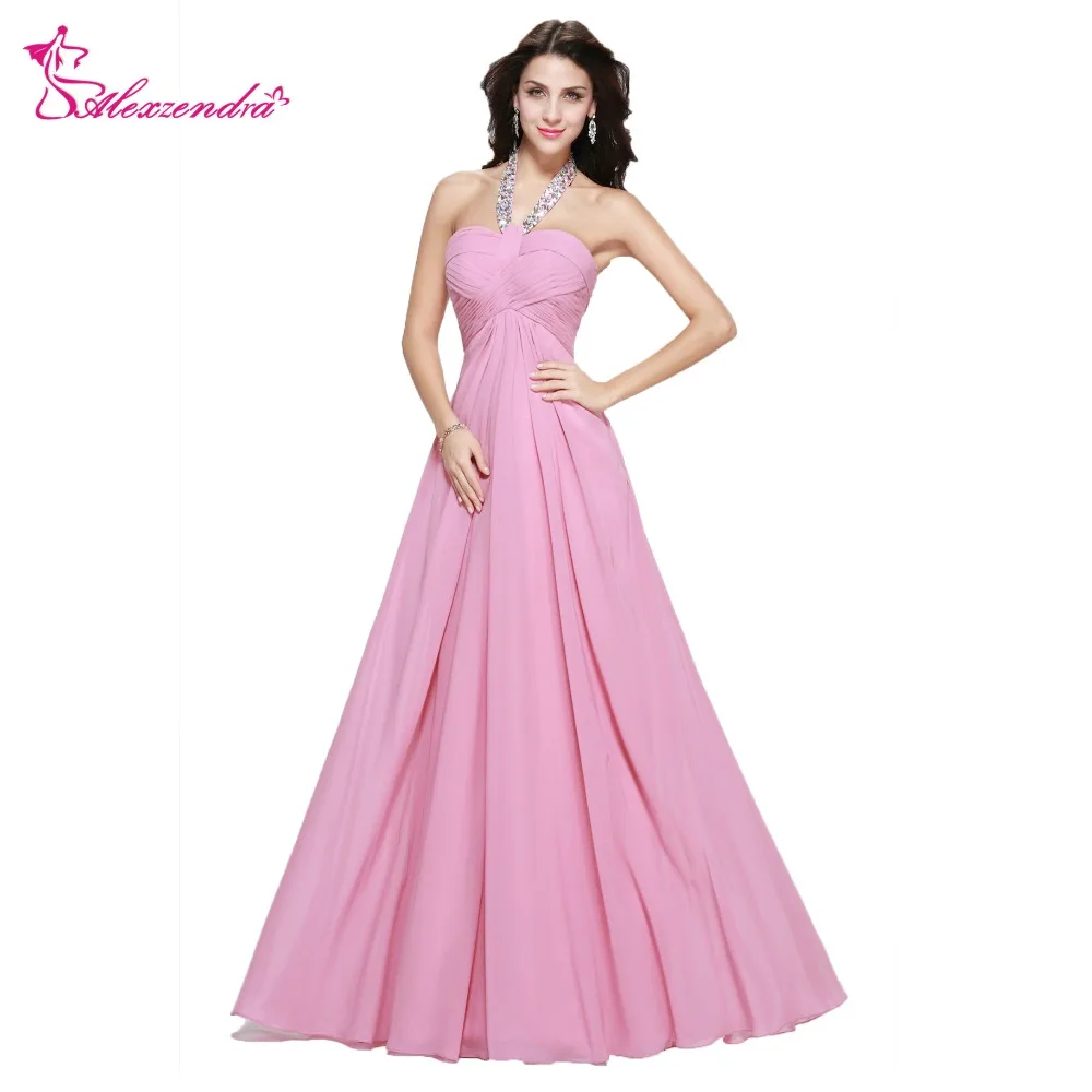 

Alexzendra Beaded Long Chiffon Light Purple Prom Dresses Backless Sexy Evening Dress Party Dress for Girls