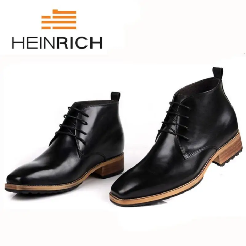 HEINRICH 2018 Winter New Ankle Chelsea Boots Men's Genuine Leather Formal Dress Shoes Men Height Increase Snow Laarzen | Обувь