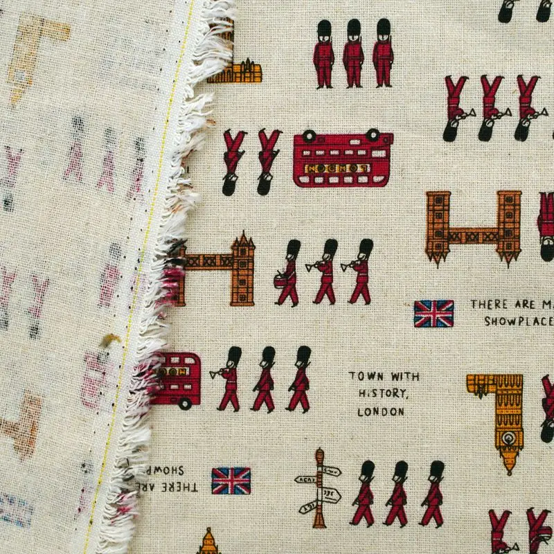 Хлопковая льняная ткань для постельного белья сумки занавески в Лондоне Красный