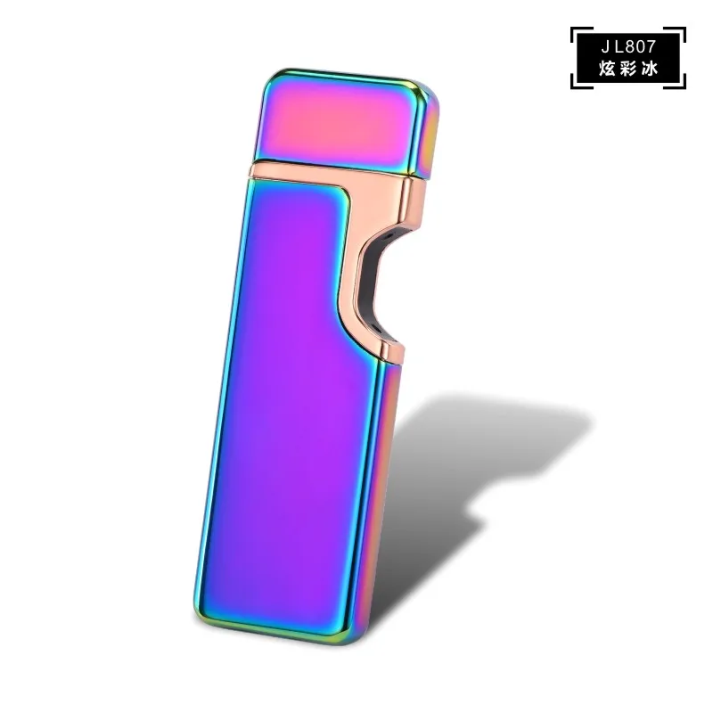 Многоцветный Тонкий гаджет для мужчин зарядки USB Зажигалка электронная сигарета зажигалки Металл ветрозащитный Электрический катушки пьезо зажигалки - Цвет: Многоцветный