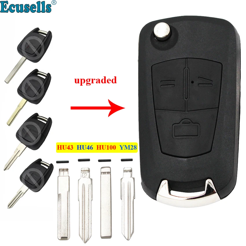 Модифицированный Чехол-раскладушка с 3 кнопками для дистанционного ключа VAUXHALL OPEL