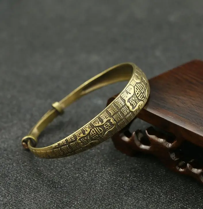 Сборный Китайский резной браслет благословение из чистой латуни изысканные