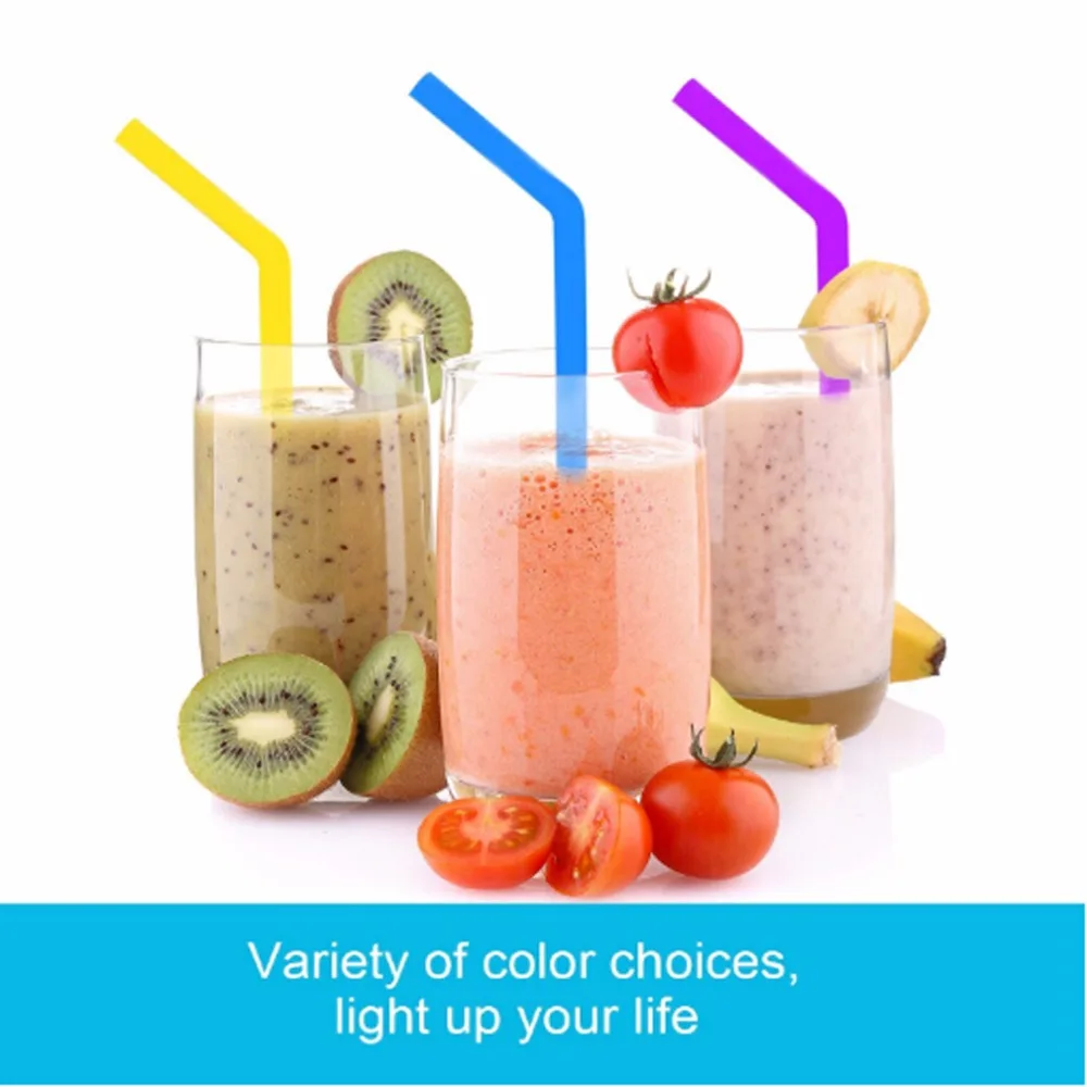 6 шт./компл. повторное использование силиконовая трубочка изогнутые соломинки