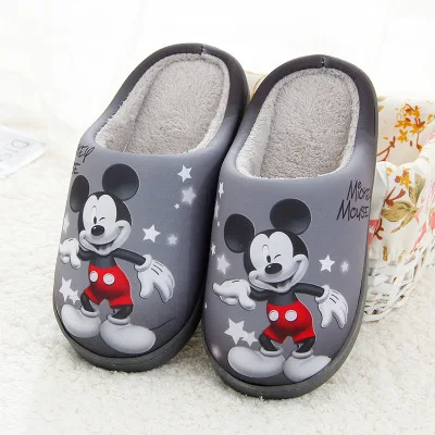 Disney/сезон осень-зима; Новинка; тапочки с героями мультфильмов; милые теплые хлопковые тапочки с Микки Маусом; нескользящая хлопковая обувь с Минни для родителей и детей - Цвет: A