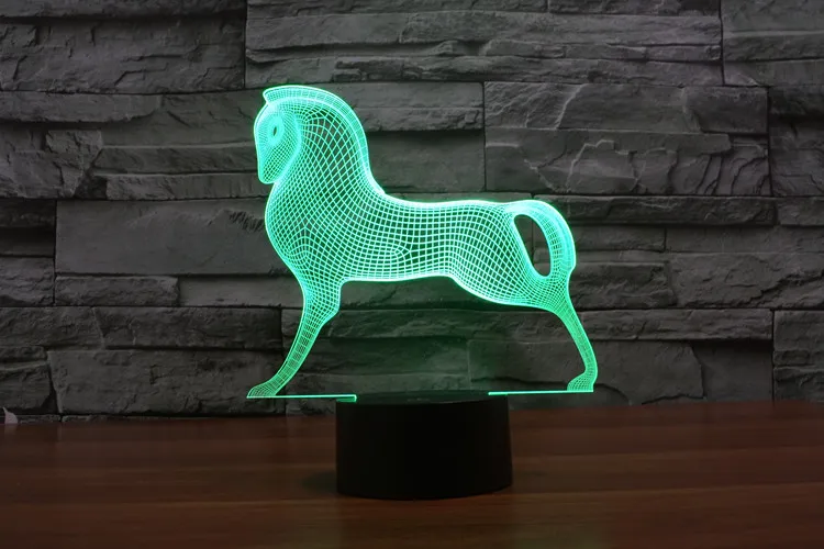 3D лампа ночник семь цветов Животные Многоцветный RGB лампа Рождественский Декор Детский подарок игрушки сенсорный пульт дистанционного управления настольная лампа - Испускаемый цвет: horse