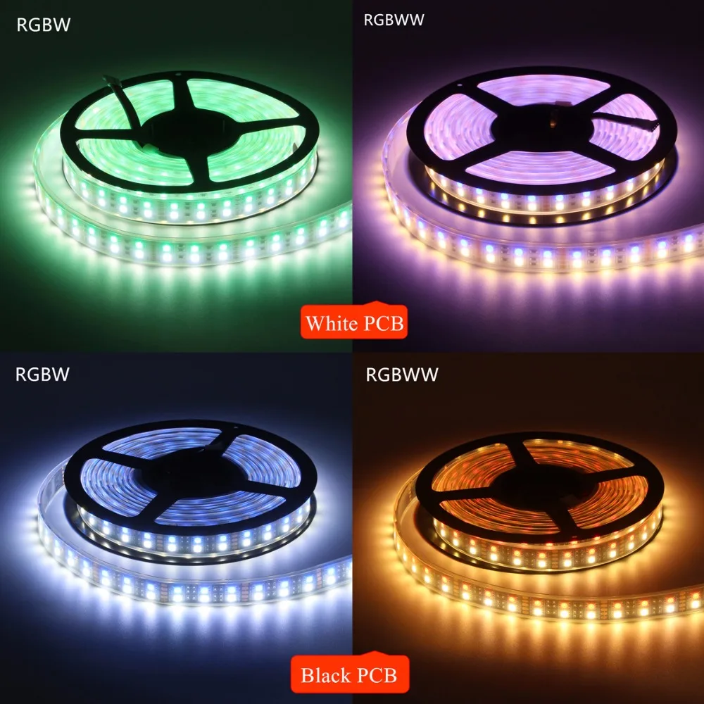5050 RGB Светодиодная лента Водонепроницаемый DC1 2V 120 светодиодов/m Черный PCB Белый